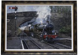 Original oil painting by John Austin painted in 1992 of GWR Hall 6960 Raveningham Hall on the Severn
