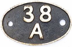 Shedplate 38A Colwick 1949-February 1958. This ex GNR shed housed 200 locos in the 1950, which at