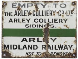 Wagonplate EMPTY TO THE ARLEY COLLIERY CO LTD ARLEY COLLIERY SIDINGS ARLEY MIDLAND RAILWAY NOT TO BE