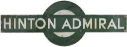Southern Railway enamel target station sign HINTON ADMIRAL from the former London & South Western