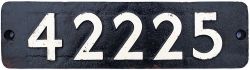 Smokebox numberplate 42225 ex LMS Fairburn 2-6-4T built at Derby in 1946 and numbered LMS 2225.
