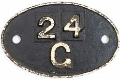 Shedplate 24G Skipton February 1957 to September 1963. This ex MR shed had 24 locos when using