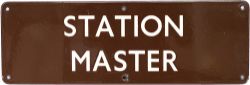 BR(W) enamel doorplate STATION MASTER. In excellent condition measures 18in x 6in.