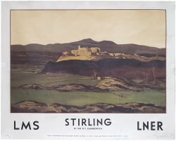 Poster LMS LNER STIRLING by Sir D.Y. Cameron RA. Quad Royal 50in x 40in. In good condition with some