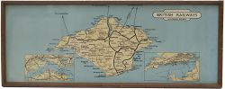 Carriage print BRITISH RAILWAYS SOUTHERN REGION. A map of the Isle of Wight showing all the lines