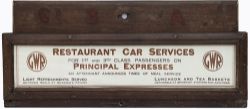 GWR Carriage panel GWR RESTAURANT CAR SERVICES FOR 1ST AND 3RD CLASS PASSENGERS ON PRINCIPAL