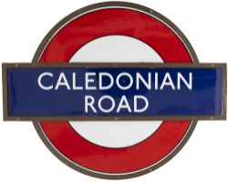 London Underground enamel target/bullseye sign CALEDONIAN ROAD. In very good condition with minor