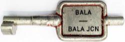 BR-W Tyers No9 single line aluminium key token BALA - BALA JUNC, configuration A. In ex railway