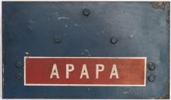 Flamecut nameplate panel APAPA ex British Railways Diesel locomotive built by English Electric in