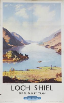 Poster BR(SC) LOCH SHIEL PRINCE CHARLES EDWARD STUART'S MEMORIAL AT GLENFINNAN by W. Douglas McLeod.