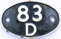 Shedplate 83D Plymouth Laira 1949-September 1963, recoded 84A, closed to steam April 1964. This ex