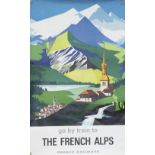 Poster SNCF THE FRENCH APLS by J. Jacquelin issued in 1966. Metric Double Royal 610mm x 950mm. In
