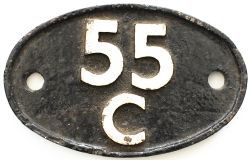 Shedplate 55C Farnley Junction October 1956-November 1966. This ex LNWR shed was transferred from