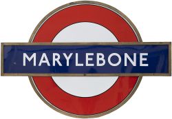 London Underground enamel target/bullseye sign MARYLEBONE. In very good condition with a couple of
