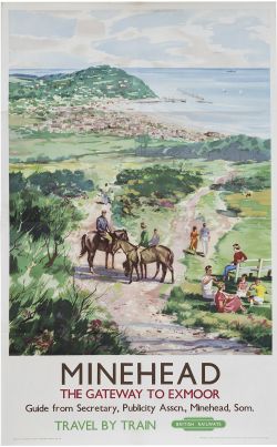 Poster BR(W) MINEHEAD THE GATEWAY TO EXMOOR by Johnston. Double Royal 25in x 40in. In very good
