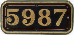 GWR Brass cabside numberplate 5987 ex BROCKET HALL. Face restored see previous lot for full details.
