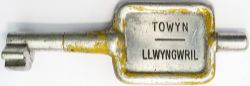 BR-W Tyers No9 single line aluminium key token TOWYN - LLWYNGWRIL, configuration D. In ex railway