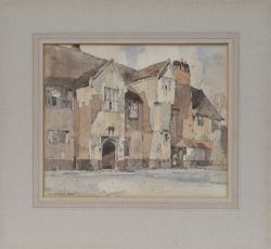 Original watercolour painting of a Cambridge building by F.W.Baldwin produced in 1954 for the