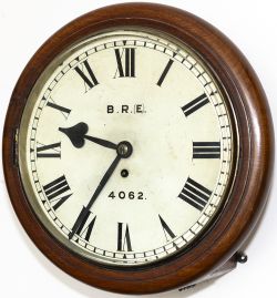 Great Eastern Railway 12 inch teak cased fusee railway clock manufactured for the Great Eastern