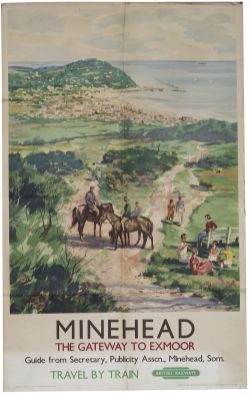 Poster BR(W) MINEHEAD THE GATEWAY TO EXMOOR by Johnston. Double Royal 25in x 40in. In good condition