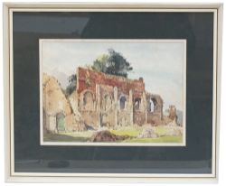 Original watercolour painting St Augustine's Ruins Canterbury by Jack Merriott produced for the