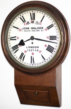 London Chatham and Dover Railway 14-inch Teak cased drop dial railway clock LC&DR circa 1842 by