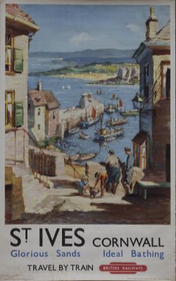 Poster BR(W) ST IVES CORNWALL GLORIOUS SANDS by John Power. Double Royal 25in x 40in. In good