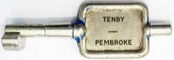 BR-W Tyers No9 single line aluminium key token TENBY - PEMBROKE, configuration B. In ex railway