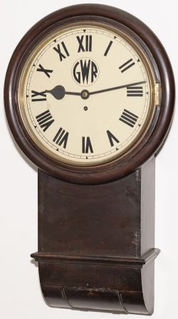 Great Western Railway 12 inch mahogany cased drop dial trunk fusee railway clock supplied to the GWR