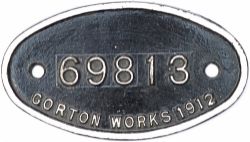 Worksplate 69813 GORTON WORKS 1912 ex GCR Robinson A5 4-6-2T, numbered GCR 128, LNER 5128, 9813