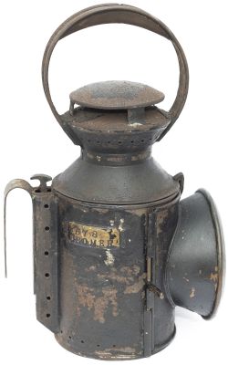 Midland & Great Northern Railway 3 Aspect Handlamp stamped M&GNJR in the reducing cone, handle and