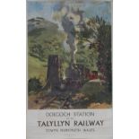 Poster TR DOLGOCH STATION ON THE TALYLLYN RAILWAY by Terence Cuneo issued by the Talyllyn Railway.