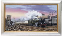 Original oil painting by Barry Price painted in 2023 of GWR King 6015 King Richard III on the up