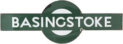 Southern Railway enamel target station sign BASINGSTOKE from the former London & South Western