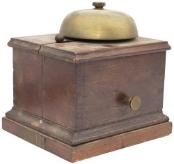 London & South Western Railway Sykes small teak cased split case block bell with a mushroom bell. In