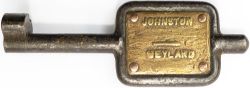 GWR Tyers No9 single line steel key token with brass plates either side JOHNSTON - NEYLAND,