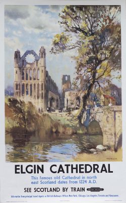 Poster BR(SC) ELGIN CATHEDRAL by Jack Merriott. Double Royal 25in x 40in. In excellent condition.
