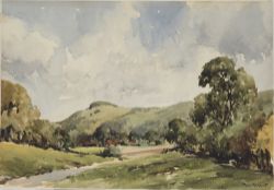Original watercolour painting of near St Austell Cornwall by Jack Merriott produced for the