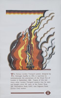 Poster LT ANNIVERSARY OF THE GREAT FIRE OF LONDON by EDWARD MCKNIGHT KAUFFER 1921 re-issued in