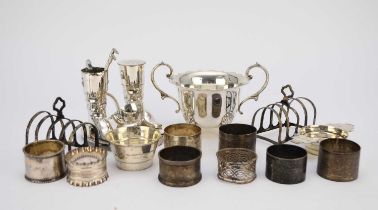 A small collection of silver and plate