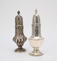 Two silver sugar casters