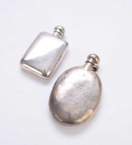 Two silver hip flasks