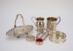 A small collection of silver, white metal and plate