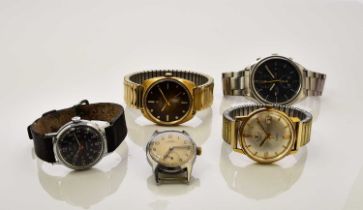 A group of five gentleman's wristwatches