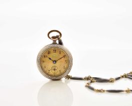 A lady's silver-gilt and enamel fob watch on enamel chain, attributed to Boucheron