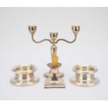 Four silver mounted candlesticks