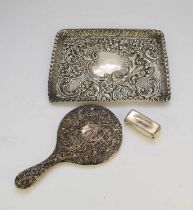 An Edwardian silver dressing table tray