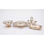 Four pierced silver pin dishes