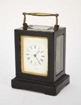 A French ebonised carriage clock, late 19th century