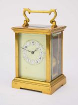 A French brass carriage clock, late 19th century